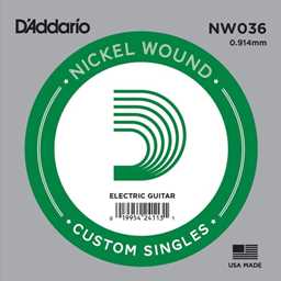 D'Addario NW036 Nickel Wound .036 Gauge Electric Guitar Single String