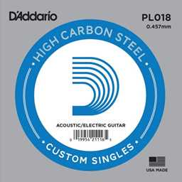 D'Addario PL018 Plain Steel .018 Gauge Single String