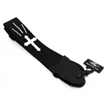 LM White Cross Black Guitar Strap