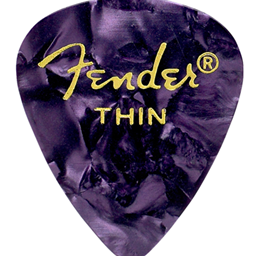 Fender Shape Premium Celluloid Moto Picks Thin Purple, 12 Count