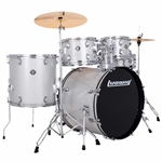 Ludwig Accent Series Fuse 5 Piece Drum Set with Hardware and Cymbals, Silver Sparkle