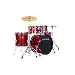 Ludwig Accent Series Fuse 5 Piece Drum Set with Hardware and Cymbals, Red Sparkle