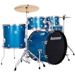 Ludwig Accent Series Fuse 5 Piece Drum Set with Hardware and Cymbals, Blue Sparkle
