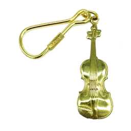 Aim Violin Polished Brass Keychain