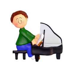 Music Treasures 463158-1 Brown Hair Male Piano Player Ornament