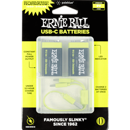 Ernie Ball P09642 USB-C Rechargeable 9V Battery by Paleblue - (Pack of 2)