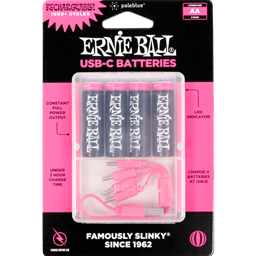 Ernie Ball P09643 USB-C Rechargeable AA Battery by Pale Blue - (Pack of 4)
