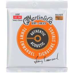 Martin MA540FX Authentic Acoustic Flexible Core Tommy Emmanuel Signature Phosphor Bronze Light Gauge 12-54 Tommy's Choice Guitar Strings