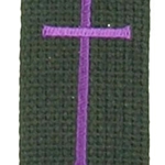 LM Purple Cross on Black Guitar Strap