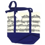 Notables Large Canvas Boat Tote with Blue Trim & Black Staff