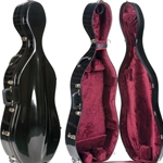 Bobelock 4/4 Black Cello Case wheels, Suspension Wine Velour Interior