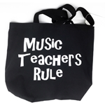Notables Music Teachers Rule Black Tote Bag with White Lettering