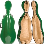 Bobelock Fiberglass Cello Case w/Wheels - Green w/ Tan Interior