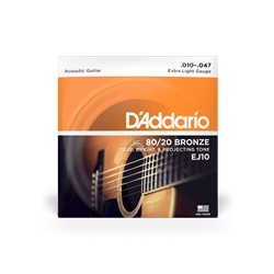 Daddario EJ10 Extra Light Bronze Acoustic Guitar Strings