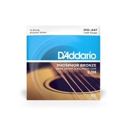 Daddario EJ38 12 String Light Phosphor Bronze Acoustic Guitar Strings