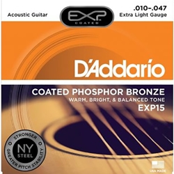 Daddario EXP15 Extra Light Acoustic Coated Guitar Strings