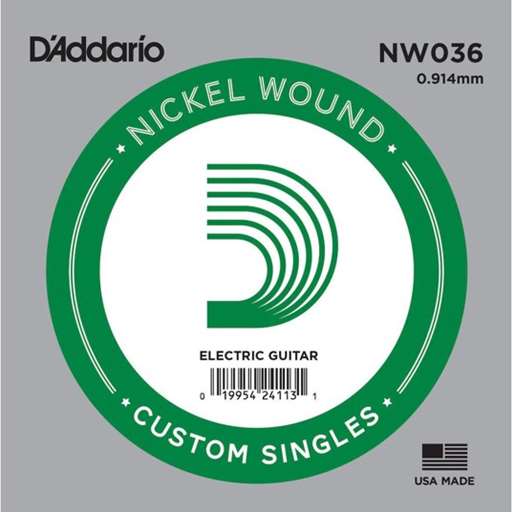 D'Addario NW036 Nickel Wound .036 Gauge Electric Guitar Single String