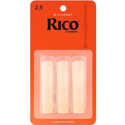 Rico Bb Clarinet Reeds Strength 2.5 Card of 3