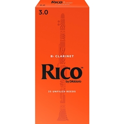 Rico 25RICL3 Bb Clarinet Reeds Strength 3 Box of 25