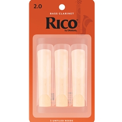 Rico 3RBC2 #2 Bass Clarinet Reeds Card of 3