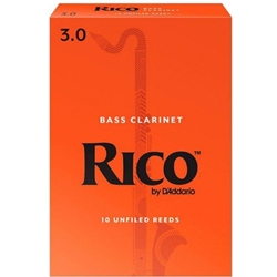 Rico Bass Clarinet Reeds Strength 3 Box of 10