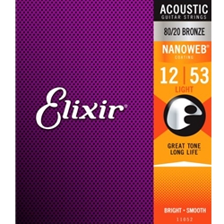 Elixir Nanoweb 80/20 Bronze Light Acoustic Guitar Strings