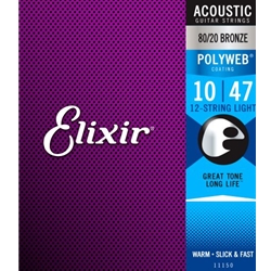 Elixir Polyweb 80/20 Bronze Light 12 String Acoustic Guitar Strings