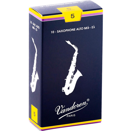 Vandoren Traditional Alto Saxophone Strength #5 Reeds - Box of 10
