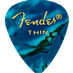 Fender 351 Shape Premium Celluloid Moto Picks Thin Ocean Turquoise 12 Pack