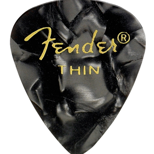 Fender 351 Shape Premium Celluloid Moto Picks Thin Black 12 Pack