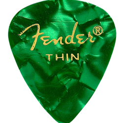 Fender 351 Shape Premium Celluloid Moto Picks Thin Green, 12 Pack