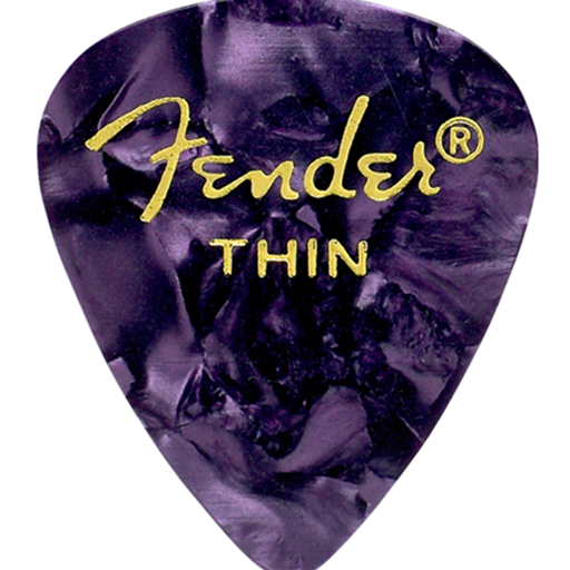 Fender Shape Premium Celluloid Moto Picks Thin Purple, 12 Count