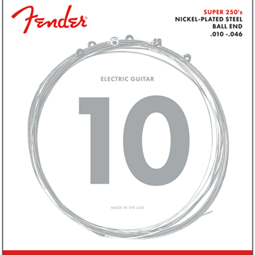 Fender Super 250 Guitar Strings Nickel Plated Steel Ball End 250R Gauges .010-.046