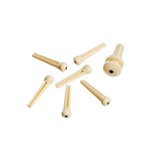 D'addario PWPS12 Plastic Bridge Pins, Ivory with Ebony Dot