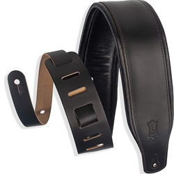 M26PD-BLK Levy's MP26PD-BLK Padded Black Leather 3" Gtr Strap