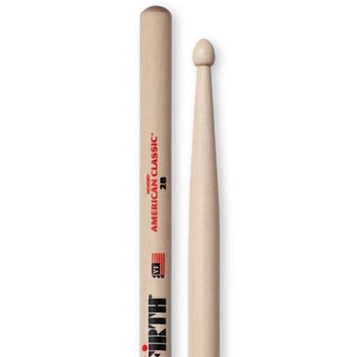Vic Firth American Classic Hickory 2B Drumsticks, Wood Tip
