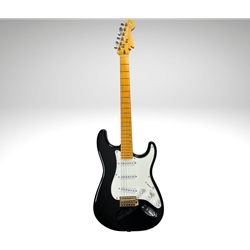 Morales Custom Guitar EMW22 Electric Guitar with Case Black with Maple Fretboard