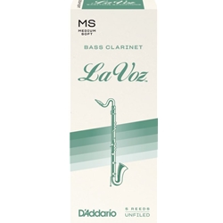 LaVoz Bass Clarinet Reeds Medium Soft Strength Box of 5