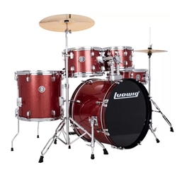 Ludwig Accent Drive 5 Piece Drum Set - Red Sparkle