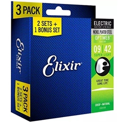 Elixir 16550 3-Pack Super Light Optiweb Electric Guitar Strings