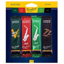 Vandoren SRMIXA25 Alto Sax Jazz Reed #2.5 Mixed 4pk - ZZ, V16, Java, Java Red