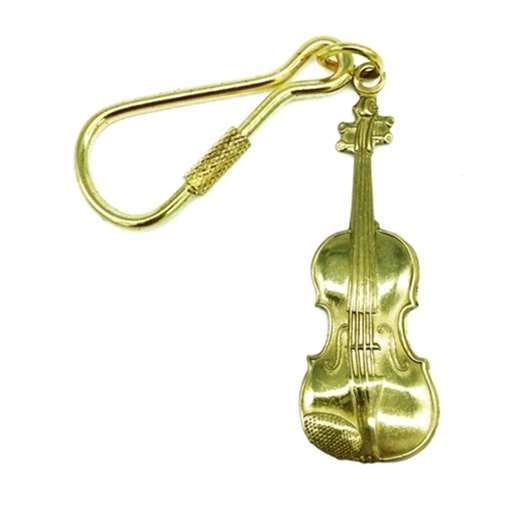 Aim Violin Polished Brass Keychain