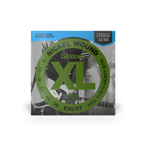D'Addario EXL117 XL Nickel Wound Medium Top/Extra Heavy Bottom Gauge 11-56 Electric Guitar Strings