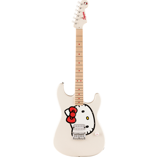 Fender 0379102980 Squier Limited Edition Hello Kitty Stratocaster w/ Deluxe Hello Kitty Gig Bag - White