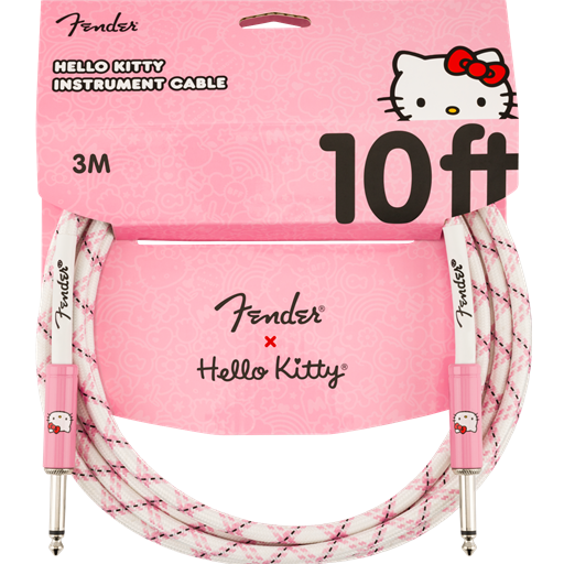 Fender 0990818123  Hello Kitty 10' Woven Cable - White/Pink