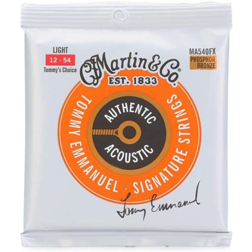 Martin MA540FX Authentic Acoustic Flexible Core Tommy Emmanuel Signature Phosphor Bronze Light Gauge 12-54 Tommy's Choice Guitar Strings