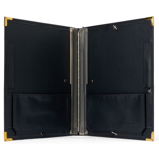 Protec F8 Choral Music Folder w/ Retaining String, Brass Corners, & Adjustable Handle - Black