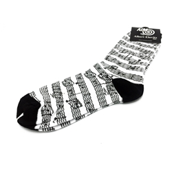 Aim Sheet Music Socks Black & White-Ladies 9-11