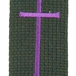 LM Purple Cross on Black Guitar Strap