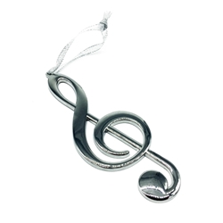 Music Treasures 5" Silver G-Clef Ornament